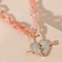 Fashion Full Of Diamonds One Arrow Through Heart Clavicle Chain Necklace main image 4