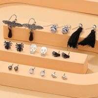 Skull Pumpkin Earrings Set Halloween Cartoon Funny Dripping Spider Earrings main image 3