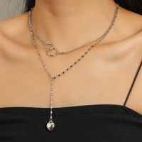 Double-layer Love Pendant Necklace Interlocking Stacking Long Sweater Chain main image 2