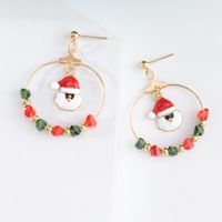 Christmas Asymmetrical Earrings European And American Retro Oily Snowman Winding Christmas Tree Earrings main image 4