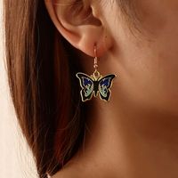 New Korean Simple Fashion Butterfly Ear Hoop Earrings Female Retro Alloy Drip Ear Jewelry main image 2