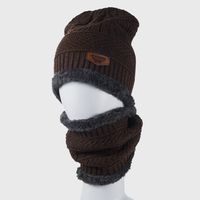 Korean Version Of Knitted Scarf Hat Autumn And Winter Set Fashion Keep Warm Plus Velvet Thick Woolen Hat Bib sku image 4