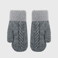 New Korean Version Of Wool Fleece Gloves Autumn And Winter Knitted Mittens sku image 2