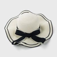 Big Wave-side Hat Ladies Bow Straw Hat Travel Beach Sunscreen Sun Hat sku image 2