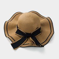 Big Wave-side Hat Ladies Bow Straw Hat Travel Beach Sunscreen Sun Hat sku image 4
