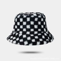 New Checkerboard Fisherman Hat Autumn And Winter Warmth Thick Hat Personality Wild Fashion Basin Hat sku image 2