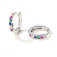 European And American Single Row Colorful Zircon Earrings Trendy Simple Geometric Fashion Diamond Earrings sku image 3