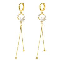 European And American Cross-border Fashion Simple Earrings Micro-inlaid Zircon Stars Long Tassel Earrings sku image 1