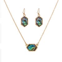Personalized Fashion Wild Natural Color Abalone Shell Necklace Earrings Set sku image 1