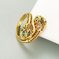 Cross-border European And American Fashion Trend Copper Micro-inlaid Color Zircon Ring Adjustable Opening sku image 1