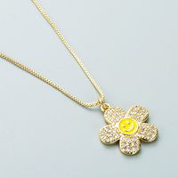 New Cute Smiling Face Flower Necklace Niche Design Temperament Wild Clavicle Chain sku image 1
