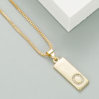 Punk Style Copper Plated Zircon 26 English Alphabet Square Pendant Necklace Wholesale sku image 15