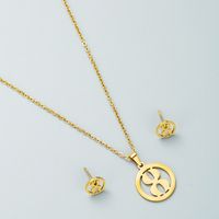 Creative Geometric Shape Love Necklace Earrings Two-piece Set Titanium Steel Jewelry sku image 1