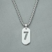 Lucky Number 7 Personality Hip Hop Square Pendant Titanium Steel Necklace sku image 1