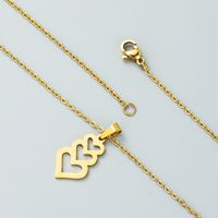Fashion Titanium Steel Geometric Heart-shaped Flower Pendant Necklace Earrings Set sku image 1