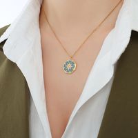 Autumn And Winter Eight-pointed Star Diamond Compass Pendant Titanium Steel Plated Necklace sku image 3