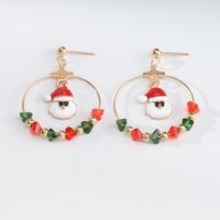 Christmas Asymmetrical Earrings European And American Retro Oily Snowman Winding Christmas Tree Earrings sku image 2