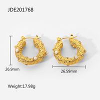 Fashion Pearl Hoop Earrings 18k Gold Stainless Steel Jewelry Hammer Cubic Zirconia Earrings sku image 1