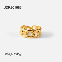 European And American Ins Men's And Women's Finger Ring Titanium Steel Electroplated 18k Gold Stainless Steel Twist Chain Open Ring Ornament sku image 1