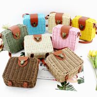 Candy Color Straw Woven Square Messenger Bag Wholesale Nihaojewelry sku image 2