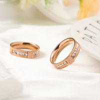 European And American Cross-border Titanium Steel Diamond Foreverlove Rose Gold Ring Simple Hand Ornament Ring main image 3