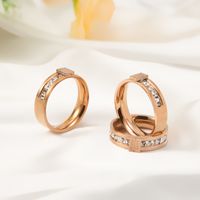 European And American Cross-border Titanium Steel Diamond Foreverlove Rose Gold Ring Simple Hand Ornament Ring main image 4