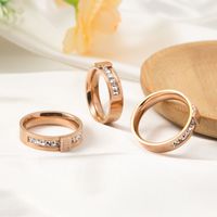 European And American Cross-border Titanium Steel Diamond Foreverlove Rose Gold Ring Simple Hand Ornament Ring main image 5