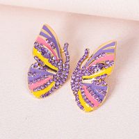 New Earrings Alloy Dripping Diamond Rhinestone Butterfly Earrings main image 3