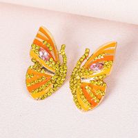 New Earrings Alloy Dripping Diamond Rhinestone Butterfly Earrings main image 4