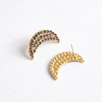 Simple New Fashion All-match Mini Crescent-shaped Earrings Full Diamond Moon Earrings Fashion European And American Earrings Hot Sale main image 5