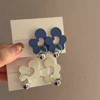 Korean Blue And White Flowers Exaggerated Atmospheric Design Earrings main image 6
