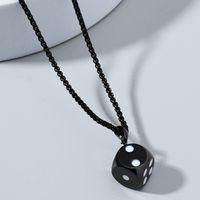 Fashion Simple Stainless Steel Necklace Hip Hop Dice Pendant Jewelry Accessories sku image 1