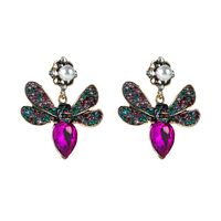 Retro Color Diamond Butterfly Pearl Earrings Wholesale Nihaojewelry sku image 3