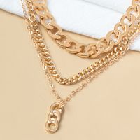 Metal Thick Chain Small Twist Three-layer Necklace main image 7