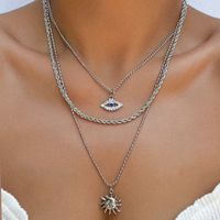 Hip-hop Punk Cool Style Sun Devil's Eye Snake Alloy Plating Inlay Artificial Rhinestones Glass Gold Plated Silver Plated Women's Layered Necklaces main image 9