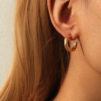 18kgp Real Gold C-shaped Copper Earrings main image 5