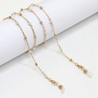 Factory Direct Sales Fashion Sweater Chain Eyeglasses Chain Two-purpose Golden Pearl Clip Beads Eyeglasses Chain Metal main image 1