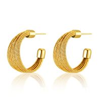 European And American Style Winding C- Shaped Stud Earrings Copper Plating 18k Real Gold Multi-line Women's Fashion Large Earrings Hong Kong Style All-matching Earrings main image 2