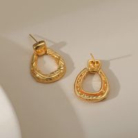European And American Personalized Ins Style Geometric Drop Shape Earrings For Women Vintage Copper Plating 18k Real Gold Stud Earrings Frosty Style Earrings main image 5