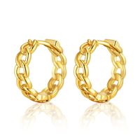 Circle Minimalist Ear Buckle Copper Plated 18k Gold Twisted Chain Hollow Chain Design New Trendy Ear Ring main image 1
