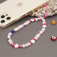 European And American Style Shaped Imitation Pearl Acrylic Love Letter Shell Five-pointed Star Eyes Anti-lost Phone Chain Lanyard main image 5
