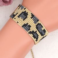 New Miyuki Rice Beads Bohemian Ethnic Style Golden Leopard Pattern Wide Bracelet main image 2