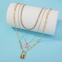 Fashion Light Luxury Necklace Creative Butterfly Metal Lock Multilayer Necklace Wholesale main image 5