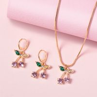 Fancy Diamond Cherry Earrings Necklace Set main image 1