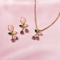 Fancy Diamond Cherry Earrings Necklace Set main image 3