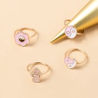 Fashion Drops Of Oily Yin And Yang Flower Mushroom Ring Set main image 6