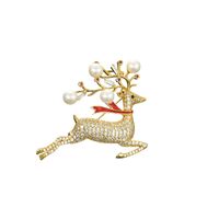 Christmas Pearl Rhinestone Elk Brooch Personality Temperament Fawn Sweater Corsage Brooch main image 6