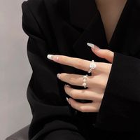 Minority Fashion Simple Pearl Set Rings Design Personality Flower Ring Internet Celebrity Same Style Mori Style Index Finger Ring main image 1