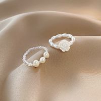 Minority Fashion Simple Pearl Set Rings Design Personality Flower Ring Internet Celebrity Same Style Mori Style Index Finger Ring main image 3