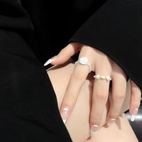 Minority Fashion Simple Pearl Set Rings Design Personality Flower Ring Internet Celebrity Same Style Mori Style Index Finger Ring main image 4